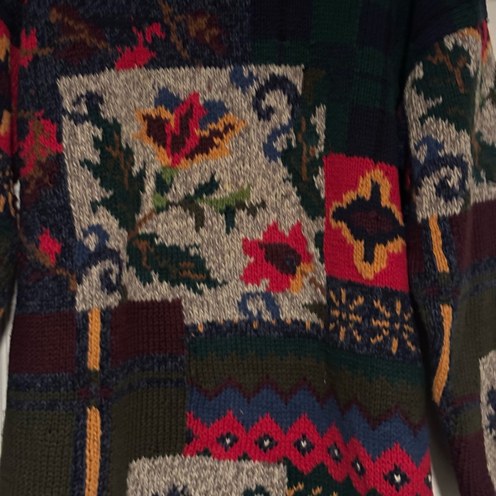 Vintage Express Oversized Patchwork Sweater Size … - image 3